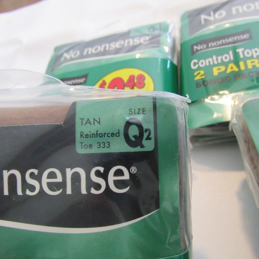 No‎ Nonsense Control Top Pantyhose Bundle 5pk Tan Off Black Queen Q2 Vintage New